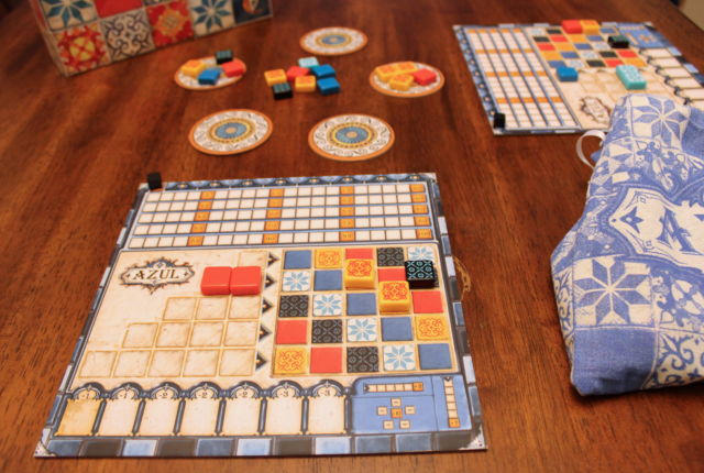 <em>Azul</em> in play—a two-player game in progress.