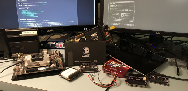 A shot of some of the hardware used to discover the Fusée Gelée exploit, which is reportedly now fixed on newly sold Switch units.