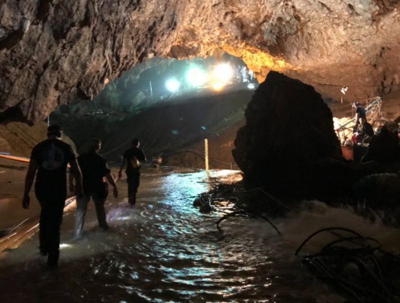 Elon Musk posted this photo of the cave to his Twitter feed.