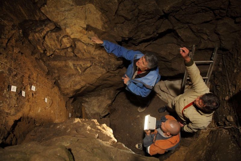 Excavations in the Denisova Cave.