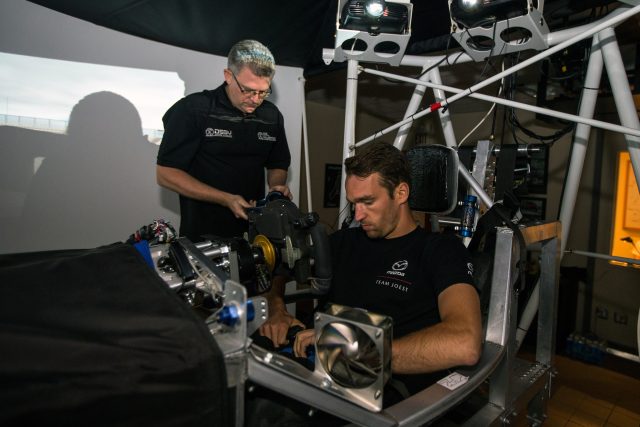 Harry Tincknell in the Multimatic DIL simulator