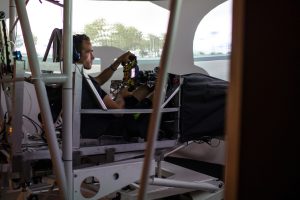Harry Tincknell in the Multimatic DIL simulator