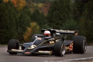 Mario Andretti drives his Lotus 78 R3/Ford Cosworth DFV during the Canadian Grand Prix on October 9, 1977, at Mosport Park near Bowmanville, Ontario.