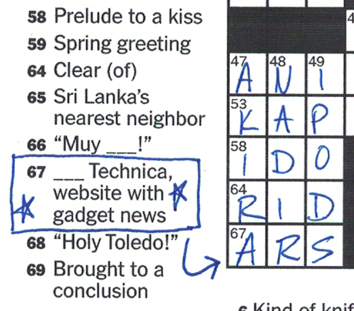 Technica” is a clue in today’s NYT crossword | Ars Technica