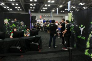 some volunteer RTX attendees getting pwned by some professional gamers. (The line to do this was long.)