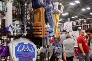 Shop selling a Link shield and a Kingdom Hearts' key.