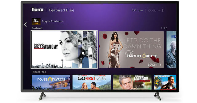 The Featured Free section of the Roku homepage on a Roku TV.