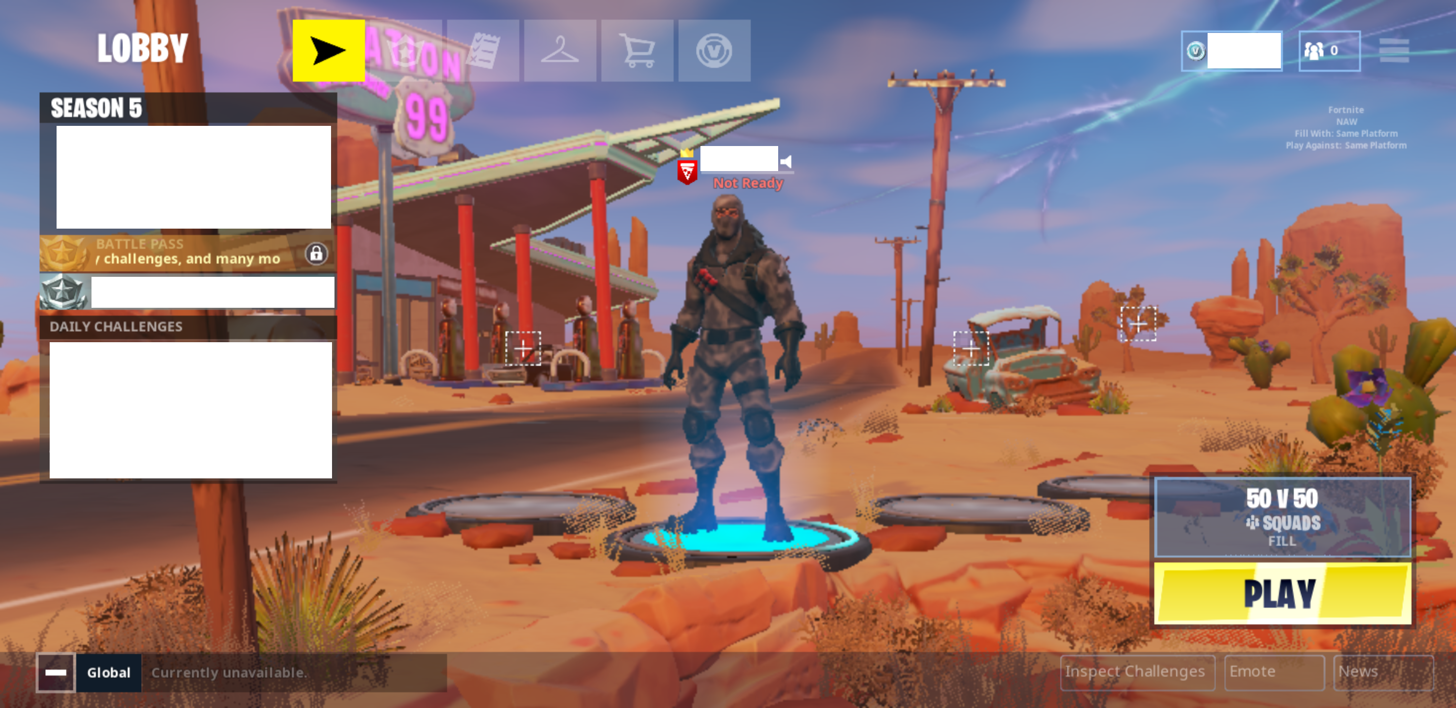 enlarge the launch screen for fortnite on android as rendered by a samsung galaxy s8 account information has been scrubbed - can fortnite be played on android phones