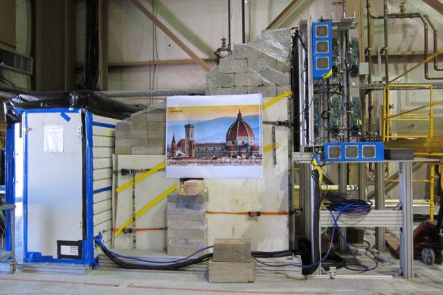 Los Alamos scientists built a mockup wall to test the double-detector concept.