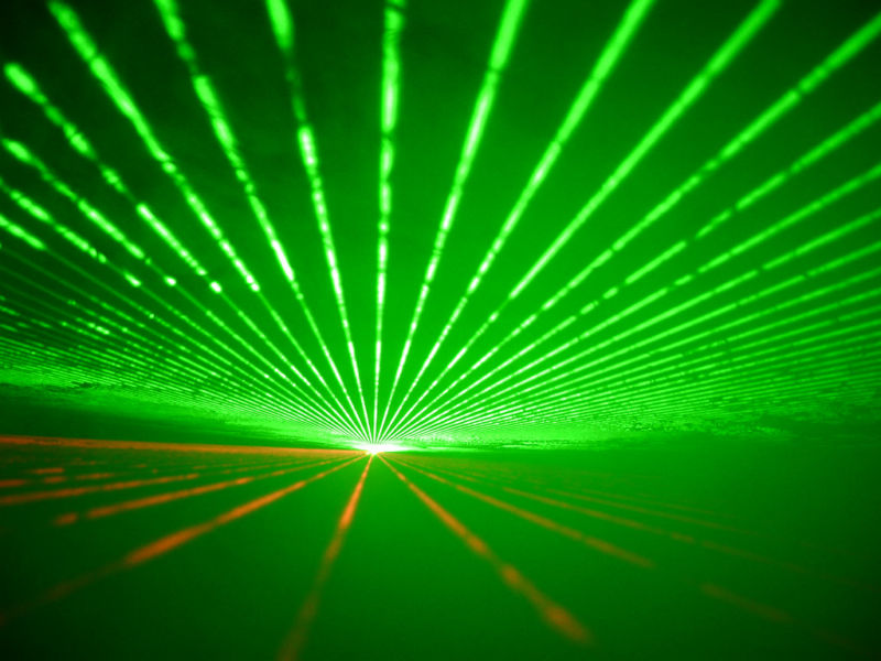 Laser light show. Lots of green lasers shooting out of the screen at the top, and red lasers below.