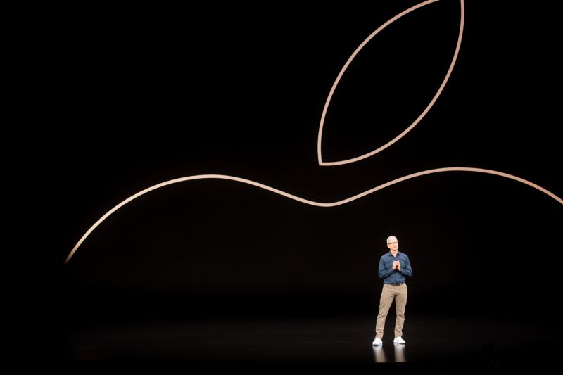 Apple CEO Tim Cook speaks during a product launch event on September 12, 2018, in Cupertino, Calif.