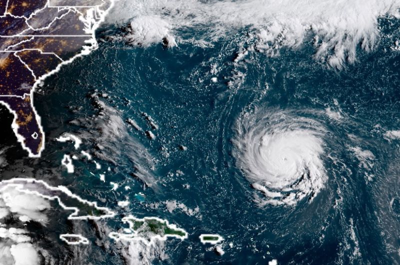 Hurricane Florence on NOAA's GOES satellite in 2018.