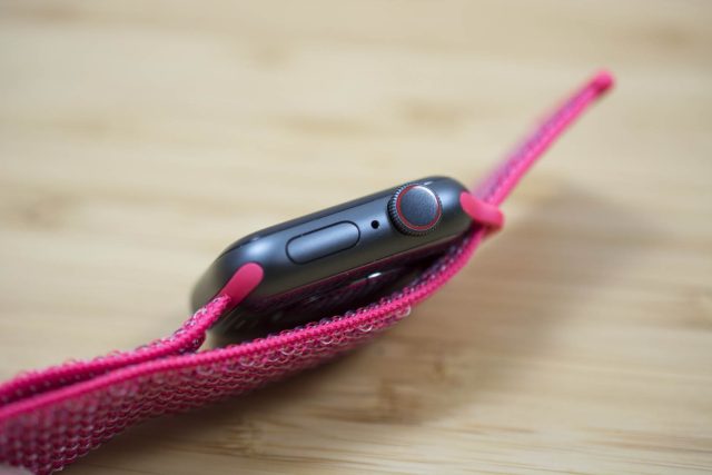 The Apple Watch Series 4 on a wooden table.