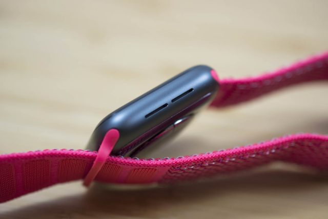 The Apple Watch Series 4 on a wooden table.