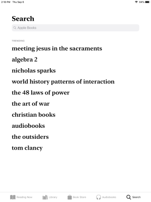Books in iOS 12 on an iPad