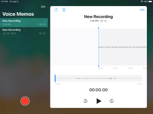 Voice Memos on iPad in iOS 12