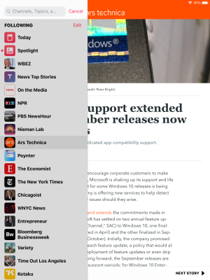 News in iOS 12 on an iPad