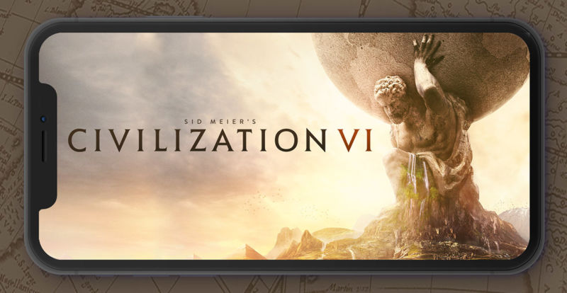 A render of <em>Civilization VI</em> running on the iPhone XS Max.