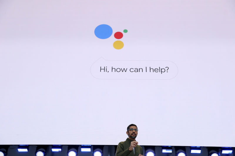 Google CEO Sundar Pichai delivers keynote address at Google I / O 2018 at Shoreline Amphitheater on May 8, 2018 in Mountain View, California. 