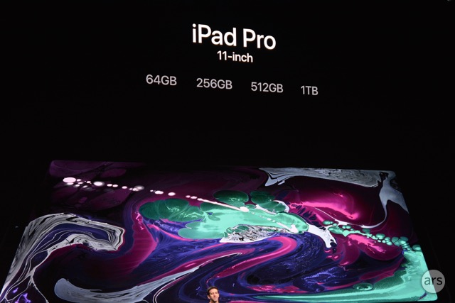 Storage options on the new iPad Pros.