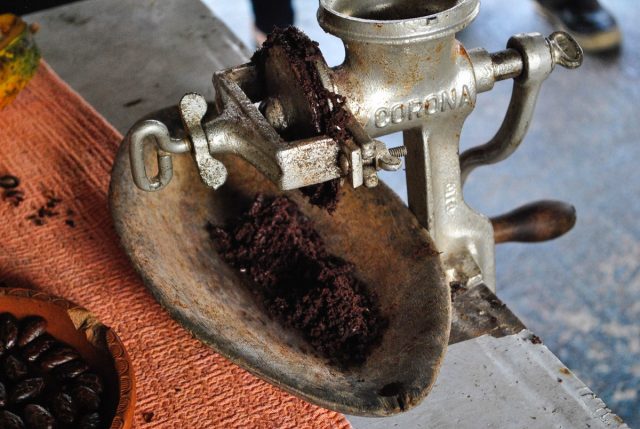 Grinding cacao beans in Guayas, Ecuador.