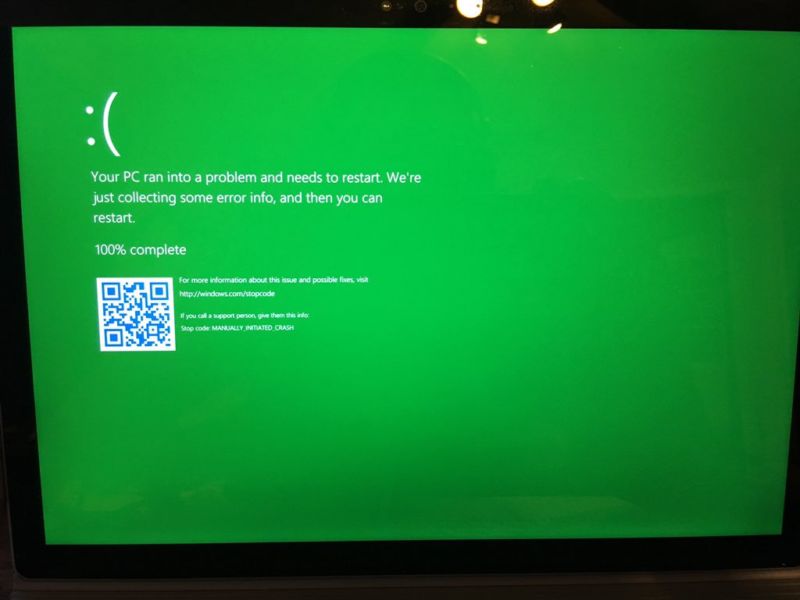 Preview releases of Windows have a green screen of death instead of a blue one so they can be easily distinguished.