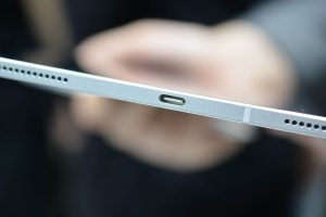 The USB-C port on the iPad Pro.