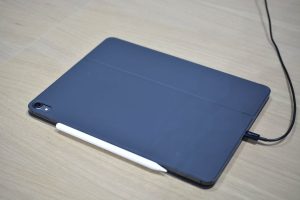 Another shot of the iPad Pro in the keyboard cover.