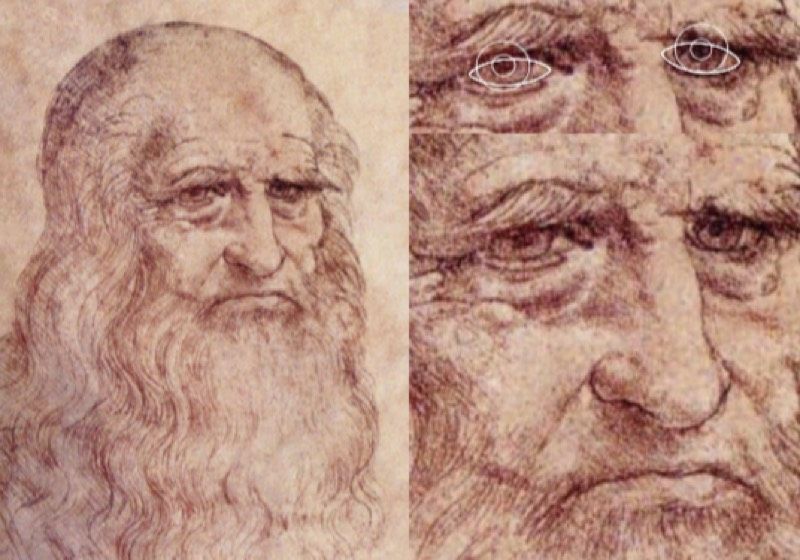 Analysis of the reputed self-portrait drawing by Leonardo da Vinci (~1515, Biblioteca Reale, Turin).