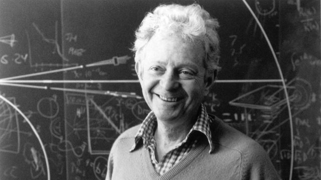 The newly minted Nobel laureate in his Fermilab office in 1988.