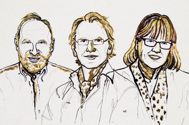 Artist's rendering of this year's winners of the Nobel Prize in Physics.