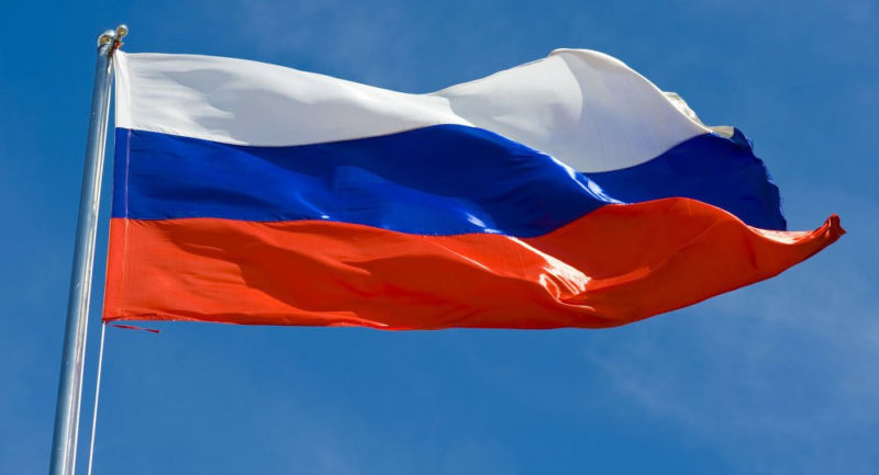 Russian flag in the wind.