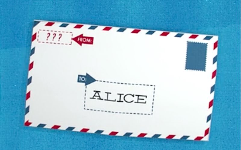 Stylized image of a mailing envelope.