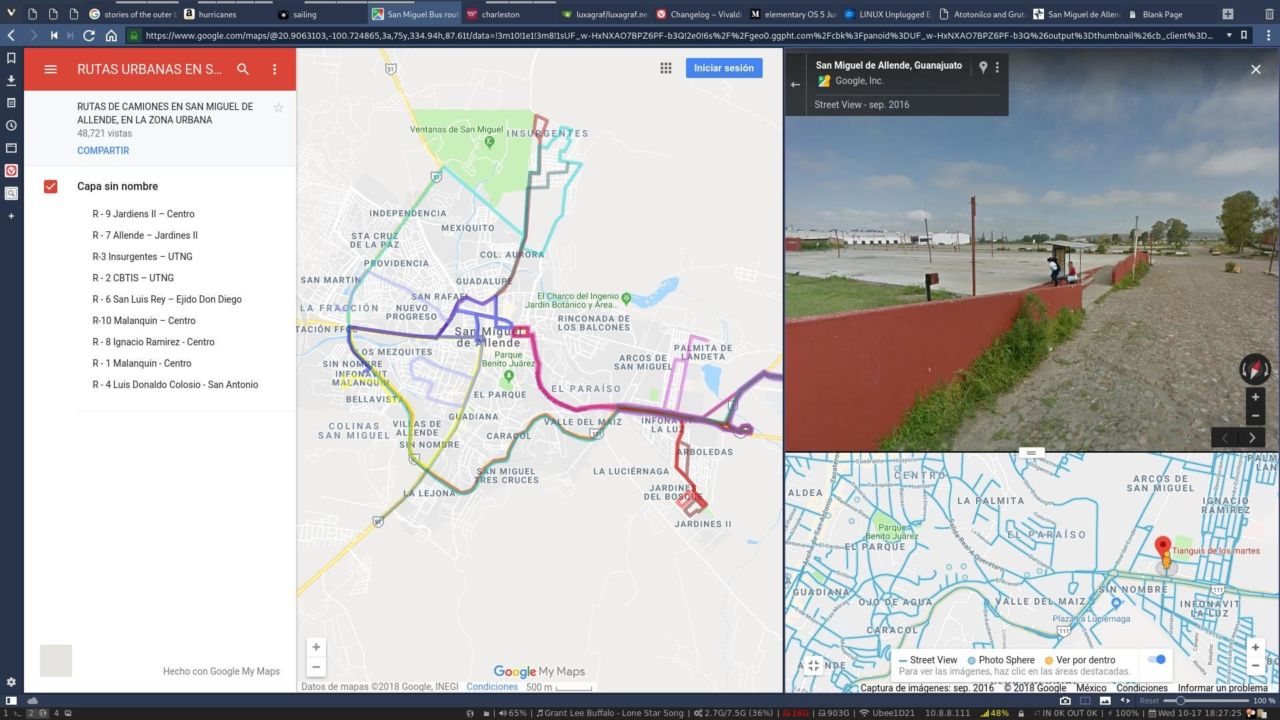 Een voorbeeld van hoe tabtegels handig kunnen zijn. Links ziet u een kaart met busroutes, rechts het straatbeeld dat ik te zien krijg als ik uit de bus stap.