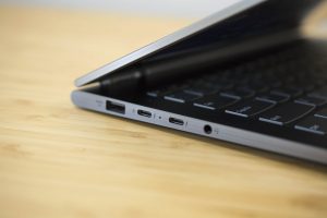Lenovo's Yoga C930 2-in-1 on a wooden table.