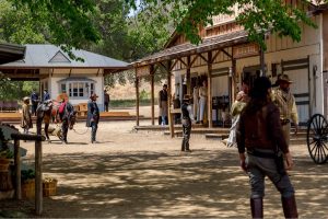 The Paramount Ranch as seen during a film shoot.