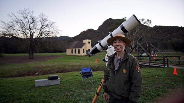 In the winter, there were also Star Parties held at the ranch. The Westworld church can be seen in the background.