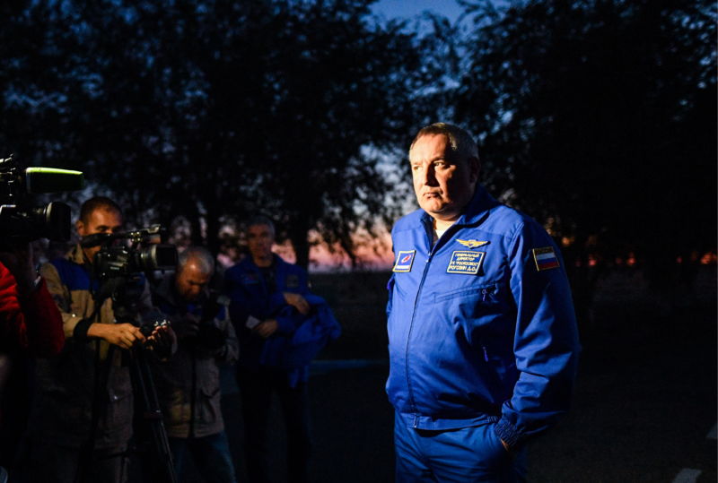 Roscosmos Head Dmitry Rogozin gives a press briefing after the failure of the MS-10 mission.