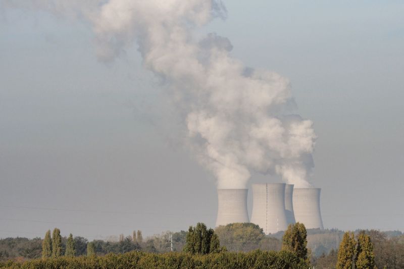 Four nuclear cooling towers