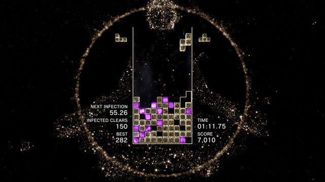 One of the many modes available in <em>Tetris Effect</em>.