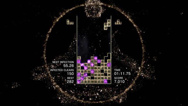 One of the many modes available in <em>Tetris Effect</em>.
