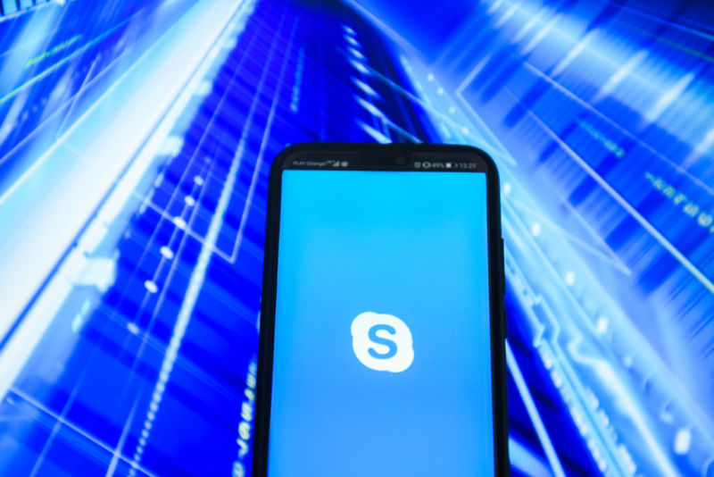 Skype logo on an Android mobile device.