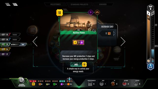 Screenshot from Terraforming Mars.