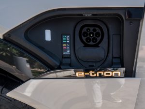 The Audi e-tron's charging port