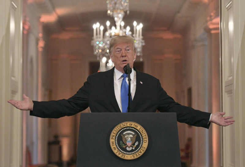 US President Donald Trump speaks during a post-election press conference on November 7, 2018.