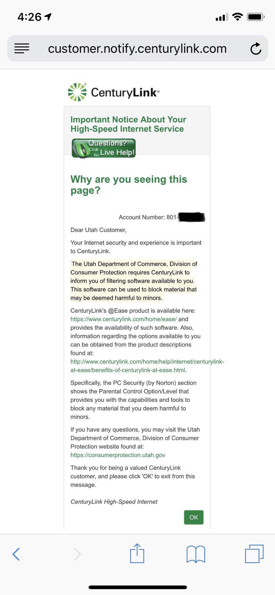 my centurylink email is in a smaller font