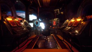 The interior of a spaceship.