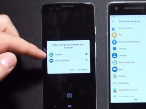 Two different smartphones, side-by-side for comparison.