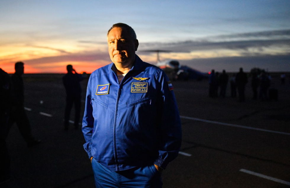 Roscosmos leader Dmitry Rogozin is pictured in October 2018, after the failed launch of a Soyuz-FG rocket.