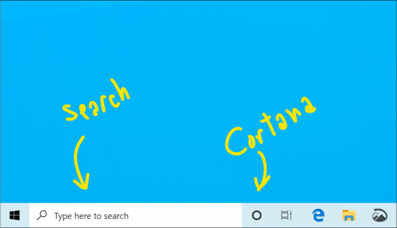 The Cortana button is now no longer part of the search box.